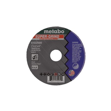 METABO Grinding Wheel 3" x 1/4" x 3/8" - A36O Super Grind 616325000